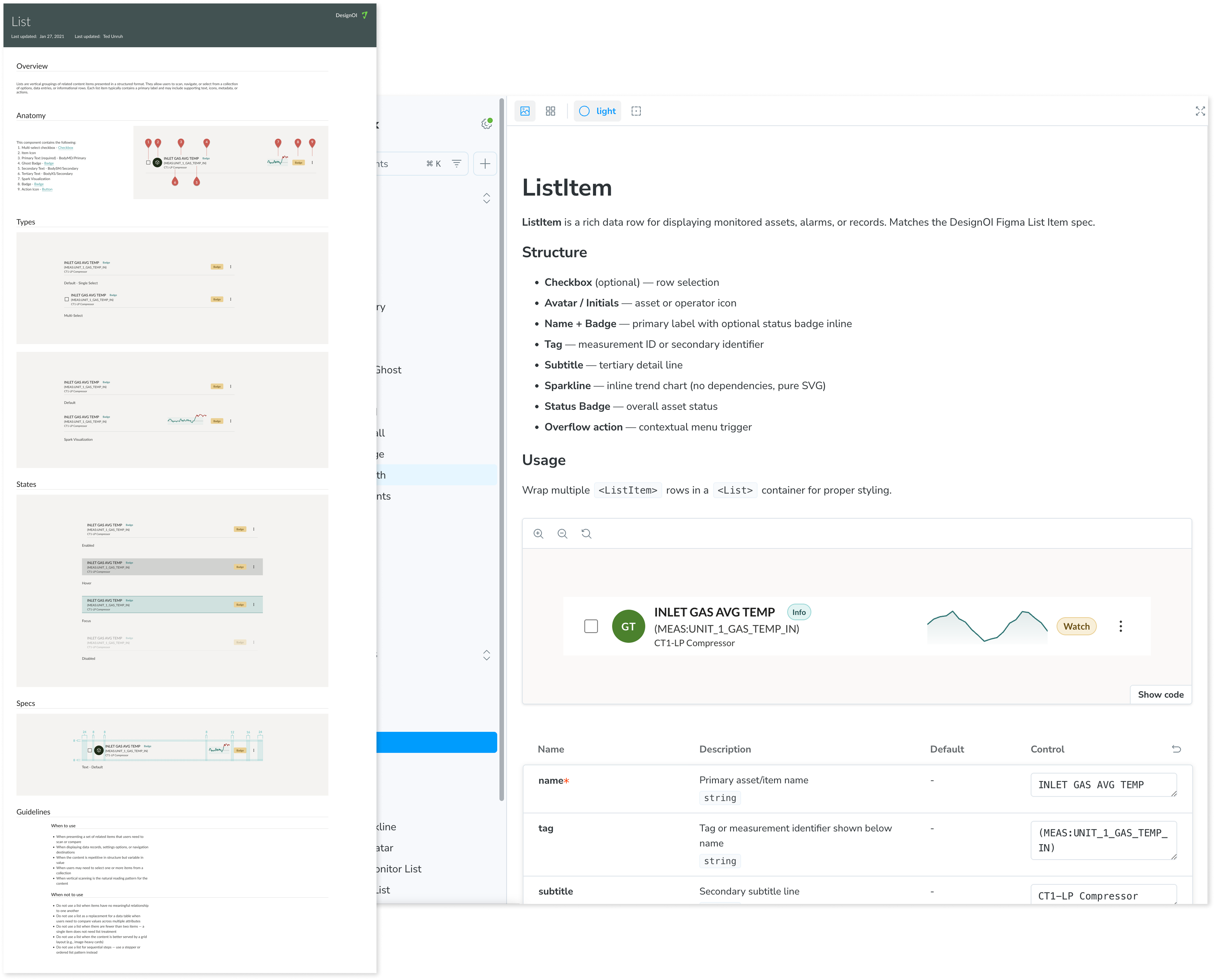 Figma and Storybook List Components