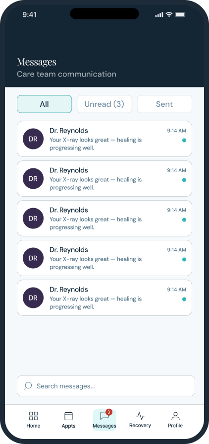 Messages screen of the Colorado Spine patient portal